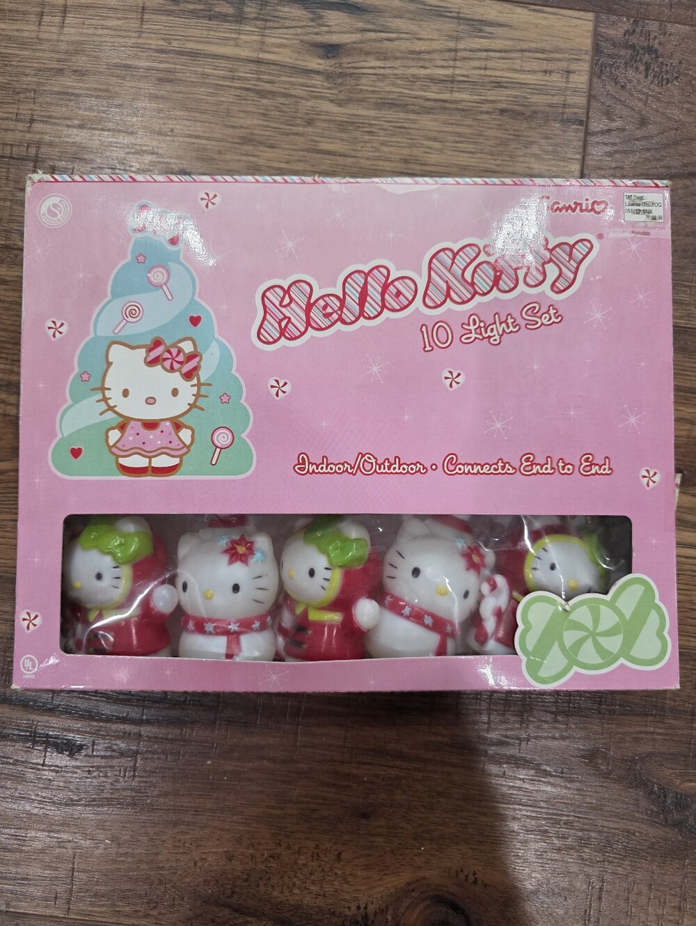 Hello Kitty Pink Holiday Light Set - 10 Decorative Christmas Lights 2003